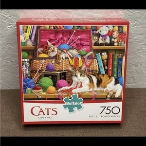 New Buffalo Puzzle Cats Comfy Spot 750 Piece Made in USA 24x18 Hard to Find